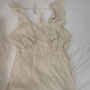 Mossimo Supply White Lace Boho Maxi Dress Ruffle Sleeveless Cotton Blend Medium